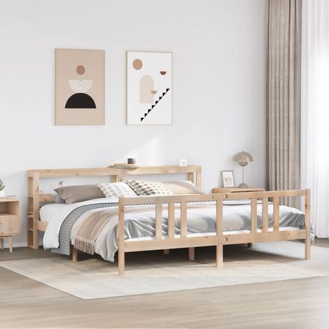vidaXL Giroletto con Testiera 200x200 cm in Legno Massello di Pino (1/4)