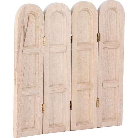 Mini paravent en bois à l'échelle 1:12, décor miniature rétro, accessoire de maison de poupée, couleur bois. (1/5)