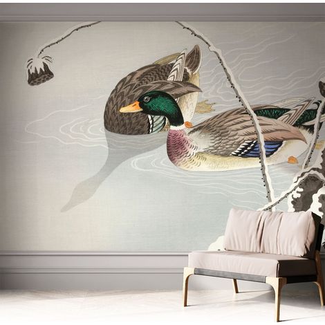 Carta da parati adesiva - lavabile - decorazione murale - per cucina - pellicola decorativa Anatre tranquille 312x219 cm (1/5)
