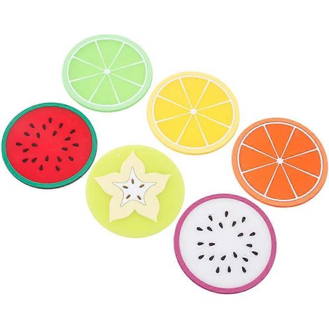 6er-Set bunte Silikon-Untersetzer für Obstbecher, Getränkematten, Tischsets