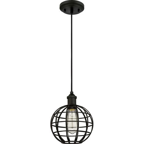 One-Light Pendant Matt black with globe cage