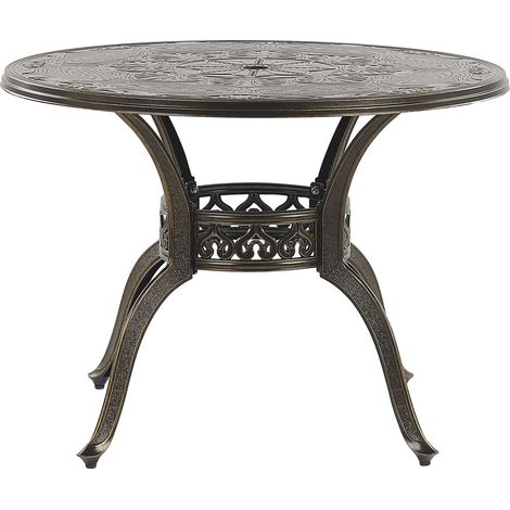 Mesa de comedor de jardín de aluminio marrón redonda ø 100 cm estilo vintage Sapri (1/5)