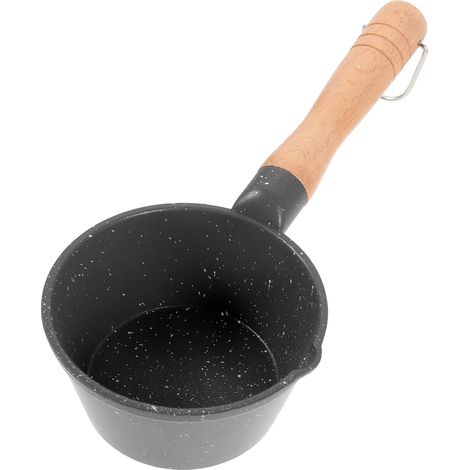 Petite casserole avec poignée, marmite à huile Maifan à revêtement en pierre, noire, pour cuisinière et cuisine. (1/5)