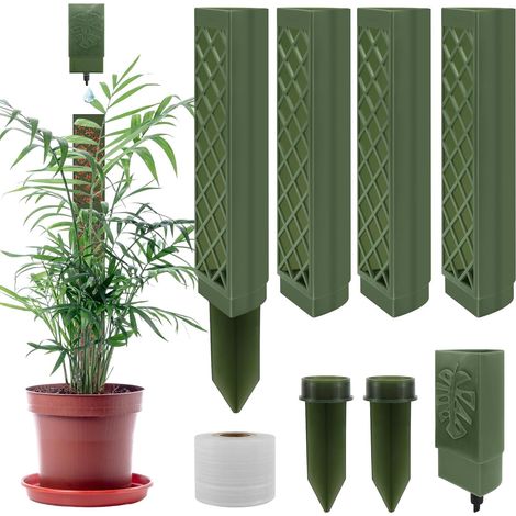 Monstera Trellis Foam Stick for Indoor Plants with Watering Aid, Cable Ties for Garden Planting (Dark Green) Moss Pole Plastic Plant Watering Plant Stake Cable Ties for Garden Planting Plant Support (1/5)