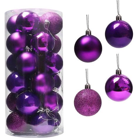 Décorations de Noël extérieures, boules décoratives de Noël en plastique électroplaqué de 4 cm (lot de 24), boules de Noël cylindriques pour centres commerciaux, plafonds et sapins de Noël