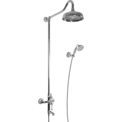 PaulGurkes Nostalgie Duschsystem Aufputz Regendusche Set Retro Landhausstil 3-Wege (1/5)