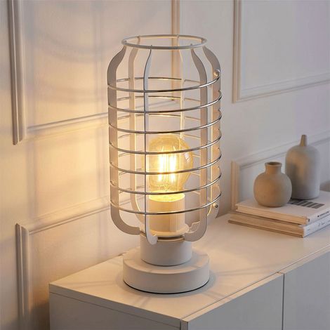 LED Tischlampe Tischleuchte Wohnzimmerlampe Schalter weiß matt Metall H 27,5 cm (1/5)