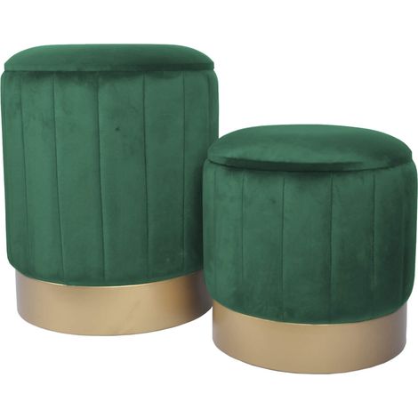 Pouf avec rangement Rebecca Mobili Giunco 44x35,5x35,5 Tissu Polyester Acier Vert Jaune Moderne ENSEMBLE 2 pcs (1/5)