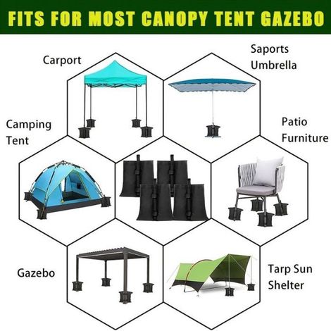 Sacs de Sable - 40 x 40 cm - Tissu Oxford 600D Imperméable - Pour Stabilisation Tonnelles Pop-Up Tentes Jardin Parasols Trampolines - Lot de 4 (1/5)