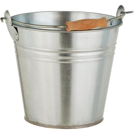 Secchio zincato 10 litri con manico in ferro e inserto in legno resistente e anticorrosione (1/5)