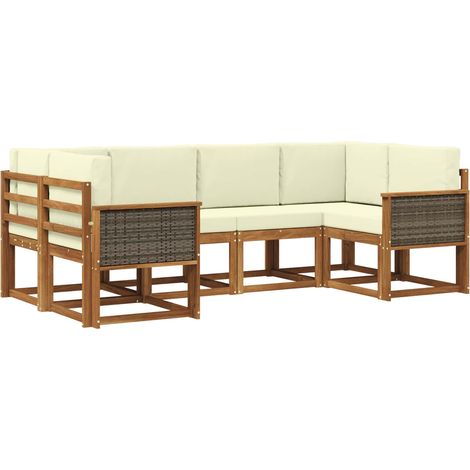 vidaXL Set di divani da esterno con cuscino 6 pcs Naturale e