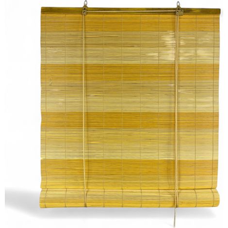Tenda a Rullo in Bamboo 60x150 cm - Tapparella in Legno Naturale per Interni ed Esterni - Montaggio Facile Giallo