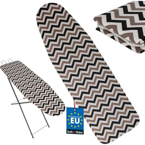 KOTARBAU® Housse Table à Repasser - Housse Planche à Repasser 114 x 36 cm - Taille S - Coton et Feutre - Résistante à la Chaleur - Marron - Motif Zigzag (1/4)