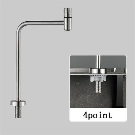 Robinet de cuisine avec filtre à eau (brossé 4 points) - Système de filtration d'eau potable - Pivotant à 360° - Compatible avec éviers de cuisine, bars et bars (1/5)