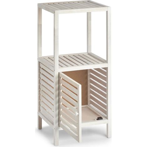Porte-salle de bain avec armoire en bois, 2 niveaux, couleur blanc, ZELLER