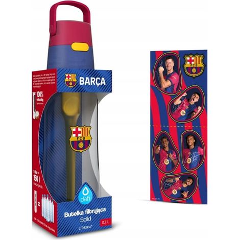 Botella con filtro Dafi Solid FC Barcelona de 0,7 l con el escudo del FCB y pegatinas