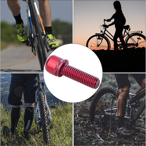 Vis de direction M5x18mm pour guidon de vélo, boulon de fixation rouge avec entretoise en acier, pièces de rechange pour vélo. (1/5)