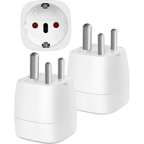 【2 Stück】 Reiseadapter für Indien, EU-Stecker auf Typ-D-Stecker, Reiseadapter für Indien, Nepal, Sri Lanka und Mosambik (1/4)