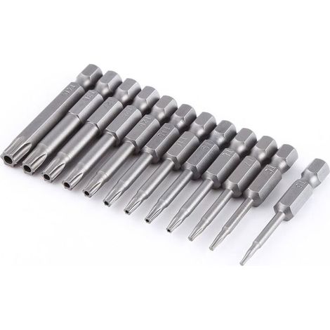 Lot de 12 Embouts de Tournevis à Tête Hexagonale 1/4", Embouts à Tête Hexagonale, Sécurité Torx à Tige Hexagonale, Embouts de Tournevis à Tête étoile