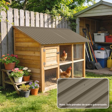 Set di 12 pannelli per tetto in acciaio zincato, 7 m², per capanno degli attrezzi, 129x45 cm, colore marrone. (1/5)