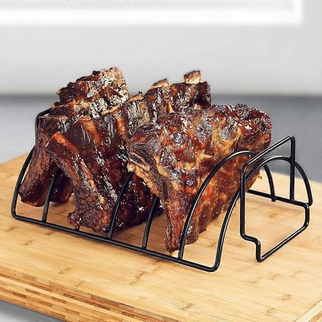 Support antiadhésif en fil métallique pour barbecue, grille à steak, support à côtes levées, outil de cuisine (1/4)