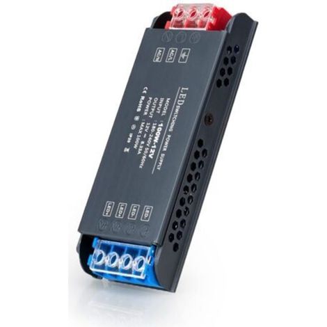Transformateur 220V 12V LED Driver 100W, Transformateur ultra-mince Adaptateur secteur 8.3A, Convertisseur 220V AC vers 12V DC, Transformateur LED à tension constante basse tension