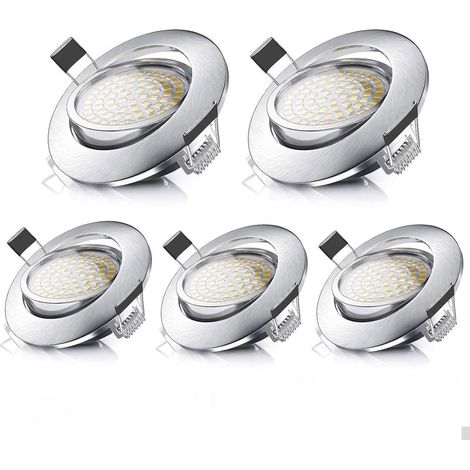 LED Spots Encastrables 5pcs Orientable Rond 5W Ultraslim Blanc Froid 6000K 500LM 230V IP44 éclairage plafond encastré pour salle de bain,Cuisine,Salon,Couloir