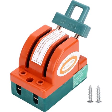 63A AC 220V Knife Safety Switch 2 Pole Single Jet Disconnect Knife Switch Power Change Safety Control Switch Disconnector for Safety Circuit Breakers (1/5)