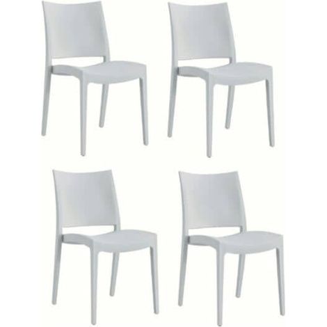 KIT 4 SEDIE POLIPROPILENE CUCINA BAR RISTORANTE SEDIA INTERNO ESTERNO BIANCO 587 flat