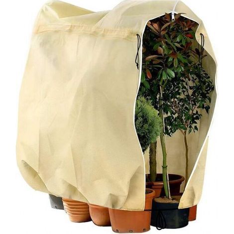 2Voile Hivernage Plante Exterieur, 120 X 180cm ,Housse d’Hivernage Arbre, Housse Hivernage Palmier avec Cordon de Serrage et Zipper d’Hivernage en Non-tissé Cours et jardins (1/4)