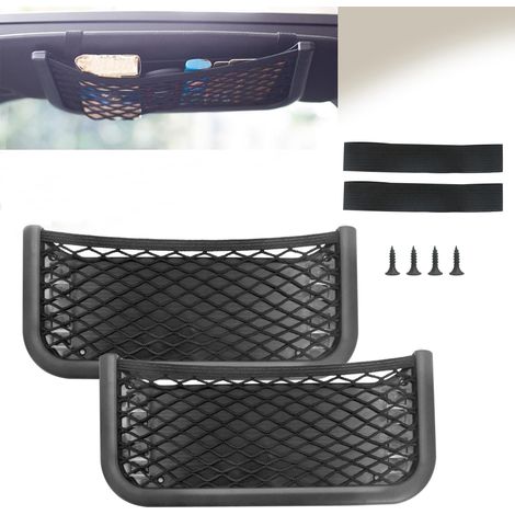 Filet Rangement Voiture Pochette Stockage - 2 Pièces Sac de Rangement Universel Multifonctionnel Auto-adhésif en Filet pour Les Voitures, Les Caravanes, Les Bateaux et Les Maisons, Noir