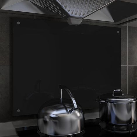 vidaXL Paraschizzi per Cucina Nero 80x60 cm in Vetro Temperato