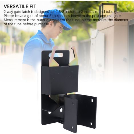 Serrure de Grange 2-Way Verrouillable Anti-Sag Construction Robust Noir pour Tube Ronde 1 5/8 à 2 Pouces (1/5)