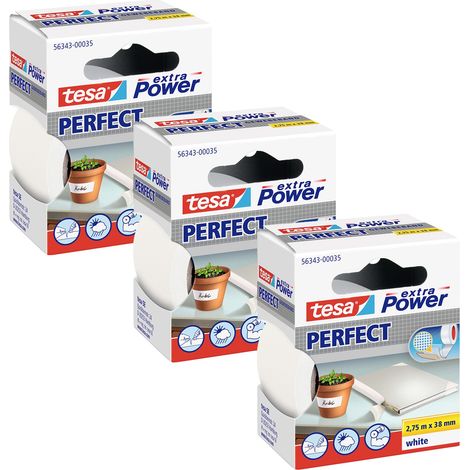 tesa EXTRA POWER PERFECT 56343-00501-04 Gewebeklebeband Weiß (L x B) 2.75 m x 38 mm 3 St. (1/4)