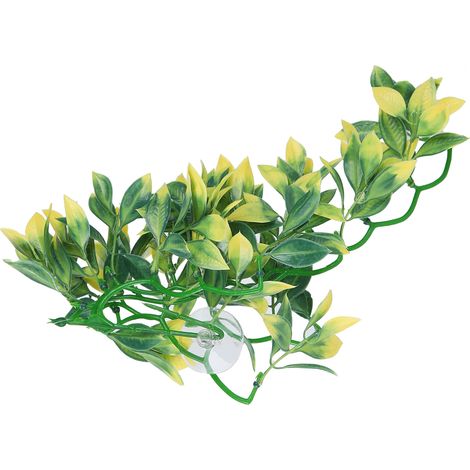 Plantes artificielles pour reptiles, feuilles en plastique réalistes suspendues avec ventouse pour terrarium, aquarium, T-153E2 (1/5)