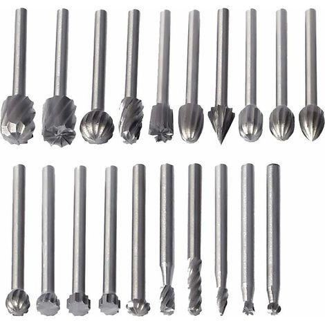 MINKUROW 20 Stück Frässtifte, Hss Frässtifte Fräser Werkzeug Holzbearbeitung Fräszubehör Drehwerkzeug 3 mm Schaft für Dremel