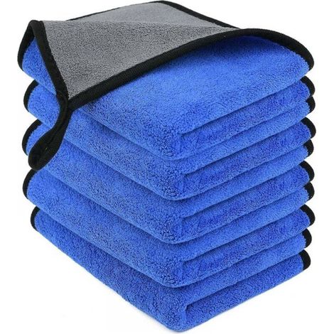 5PCS Microfiber Cloth, Blue, Reusable Microfiber Cleaning Cloth for Window Cleaning/All Cleaning/Car Polishers/Home Use, 30x20cm (1/4)