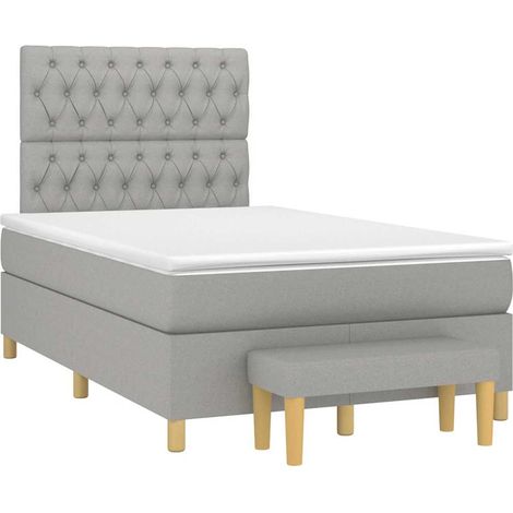 Boxspringbett mit Matratze Hellgrau 120x190 cm Stoff