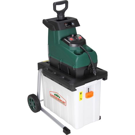 Gardebruk – Broyeur de végétaux électrique 3100 W – Bac de ramassage 60L – Coupe jusqu'à 45 mm – Moteur silencieux 60 tr/min