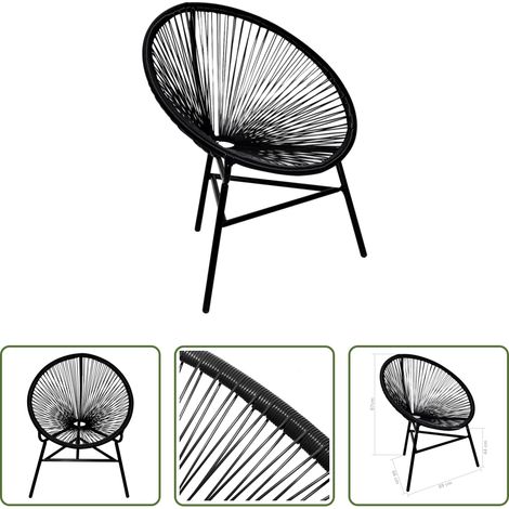 Rattanstuhl - Garten-Mondstuhl Poly Rattan Schwarz (1/5)
