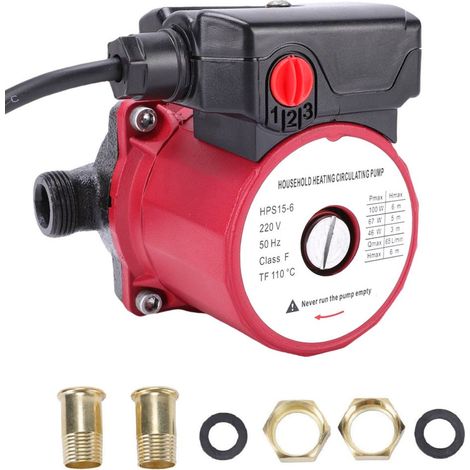 GARRYFIZH Pompe de circulation d'eau chaude 65L/min - 3 vitesses (46W/67W/100W) - Pour système chauffage, raccord NPT 1 pouce, Prise EU 220V