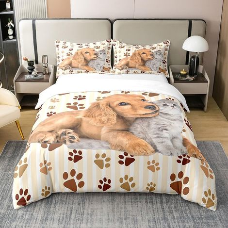 Chat Chien 100% Coton Housse de Couette 200x200cm Parure de lit Coton Ensemble Housse de Couette pour Chat Chambre à Coucher Parure de lightCoton Ensemble Housse de Couette pour Animaux - 200 x 200 cm (1/5)