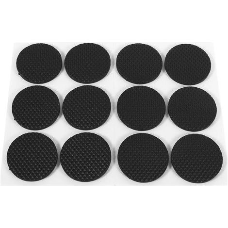 FoctroProtecteurs de sol auto-adhésifs noirs, 12 pièces, pour meubles, canapé, Table, chaise, pieds en caoutchouc ronds (1/4)