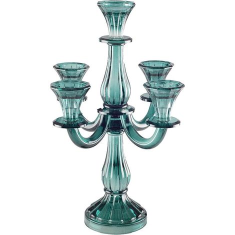 Chandelier Bougeoir à 5 Feux Turquoise pour Décoration et Table Hauteur 35 cm - PANGIVO (1/3)