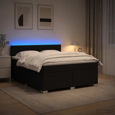 vidaXL Lit de box spring avec matelas et LED Noir 140 x 200 cm Tissu (1/5)
