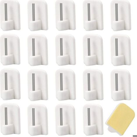 50 Pcs Crochets Autocollants pour Barres de Rideaux Supports Tringles à Rideaux pour Salle de Bain Cuisine Chambre (1/4)