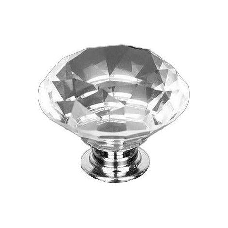 Poignées de porte en verre cristal transparent effet diamant, 40 mm, lot de 10 (1/5)