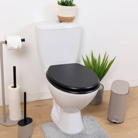Abattant WC 18 pouces - Attaches Acier Inoxydable - Tendance - Noir uni (1/4)