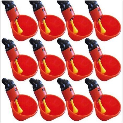 Breuvoir de Poulet, 12 PCS Automatique pour poulailler Distributeurs d'eau Automatique pour Poulet Canard Volaille Eau Potable Tasses Abreuvoir Mangeoire pour Bétail Poule-Chrom (1/5)