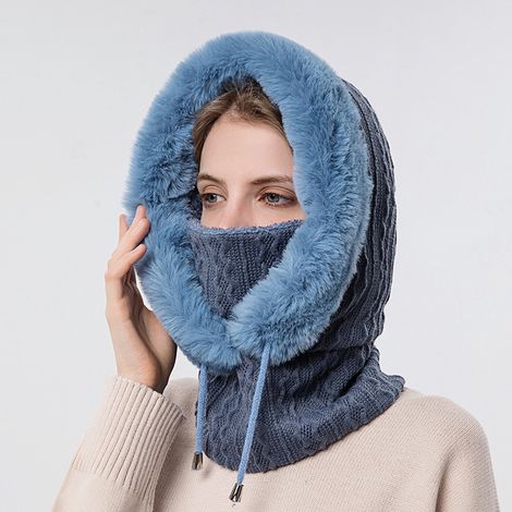 Bonnet d'hiver, cagoule pour le vélo, bonnet de ski, cache-cou, masque, cagoule intégrale pour temps froid - bleu marine (1/5)